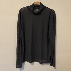 By Anthropologie Sheer Turtleneck Mesh Shirt Black XL Going out Goth Punk